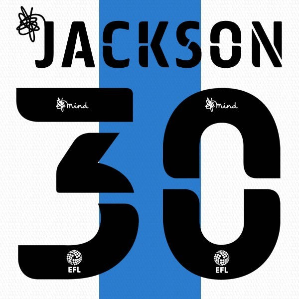 HUDDERSFIELD 2020 2021 OFFICIAL JACKSON 30 HOME PLAYER SIZE NAME SET