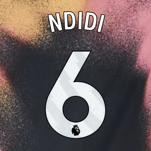 2024 2025 OFFICIAL LEICESTER CITY NDIDI 6 WHITE AWAY PLAYER SIZE NAME SET