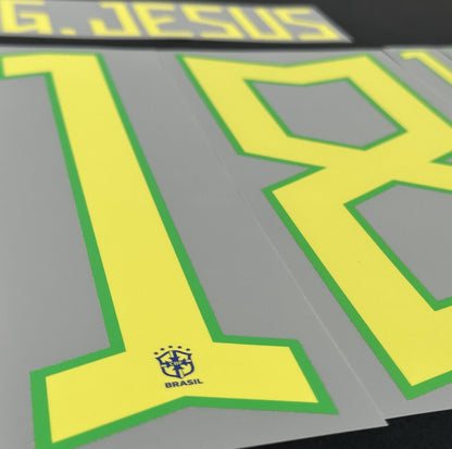 BRAZIL 2022 2023 OFFICIAL G. JESUS 18 AWAY PLAYER SIZE NAMESET