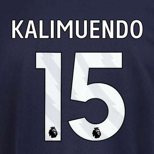 2025 2026 OFFICIAL NOTTINGHAM KALIMUENDO 15 WHITE 3RD PLAYER SIZE NAMESET