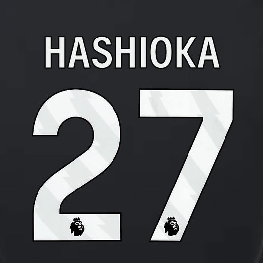 2023 2024 LUTON TOWN OFFICIAL HASHIOKA 27 WHITE 3RD PLAYER SIZE NAMESET