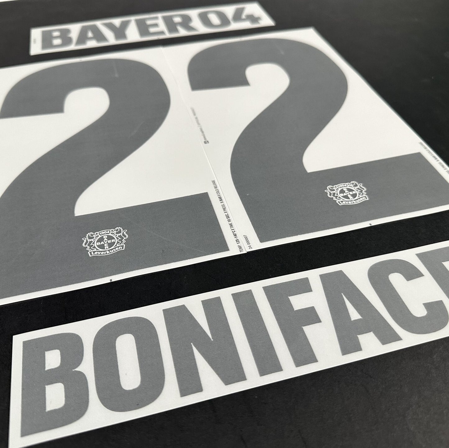 2023 2024 DekoGraphics BAYER LEVERKUSEN BONIFACE 22 AWAY PLAYER SIZE NAME SET