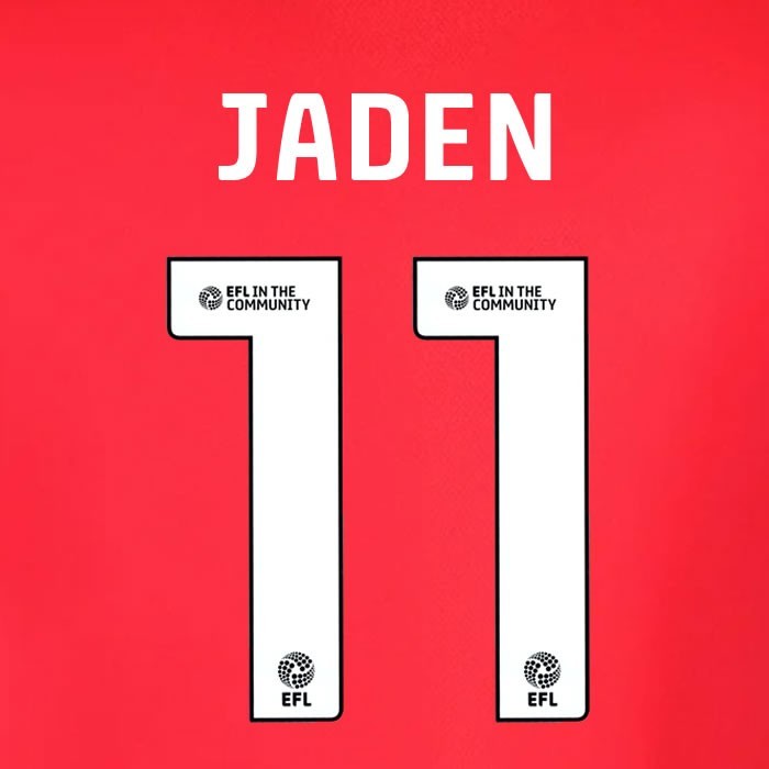 25 26  IPSWITCH TOWN JADEN 11 OFFICIAL WHITE AWAY PLAYER SIZE NAME SET 230MM