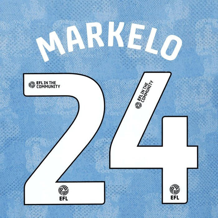25 26 COVENTRY CITY MARKELO 24 OFFICIAL WHITE HOME PLAYER SIZE NAME SET 230MM