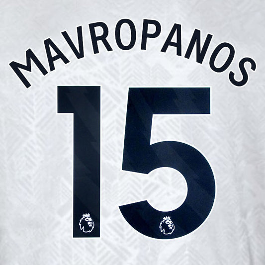 2024 2025 WEST HAM MAVROPANOS 15 OFFICIAL 3RD BLACK PLAYER SIZE NAMESET