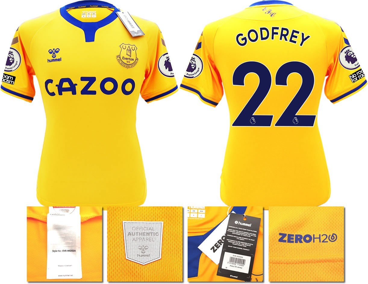 BNWT 2020 2021 HUMMEL EVERTON AWAY SHIRT MEN'S GODFREY 22 + PATCHES