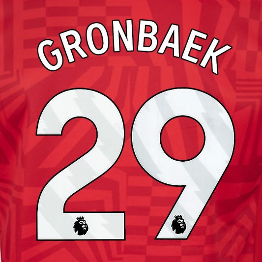 2024 2025 OFFICIAL SOUTHAMPTON GRONBAEK 29 WHITE HOME PLAYER SIZE NAME SET