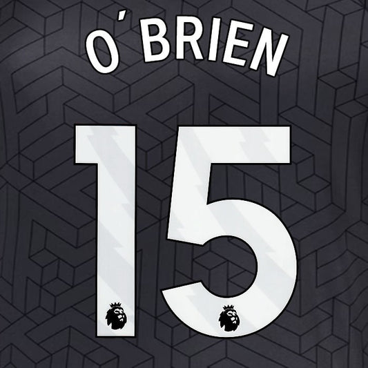 2024 2025 EVERTON O BRIEN 15 OFFICIAL WHITE AWAY PLAYER SIZE NAMESET