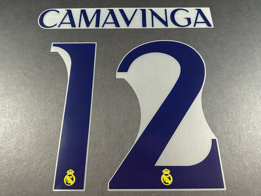 2023 2024 AVERY DENNISON REAL MADRID CAMAVINGA 12 HOME PLAYER SIZE NAMESET