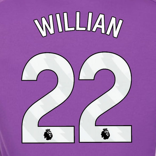 2024 2025 OFFICIAL FULHAM WILLIAN 22 WHITE 3RD PLAYER SIZE NAMESET