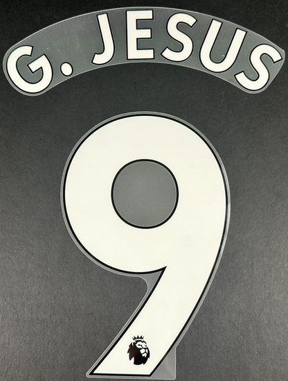 ARSENAL 2019-23 G. JESUS 9 OFFICIAL AVERY DENNISON WHITE PLAYER SIZE NAME SET