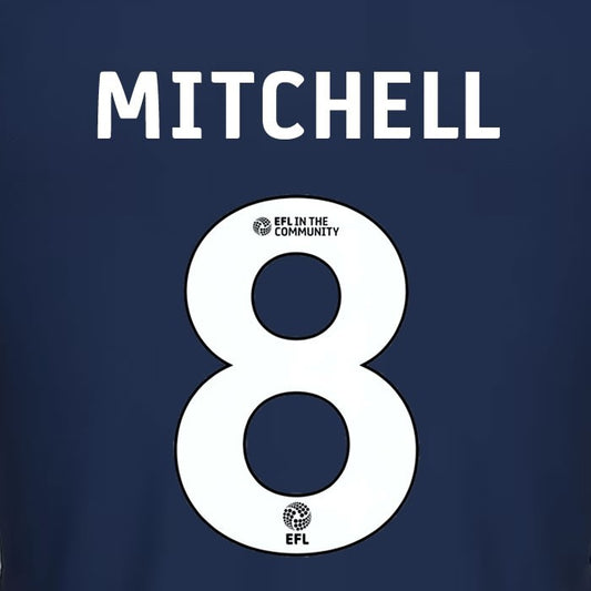 25 26 MILLWALL MICHHELL 8 OFFICIAL WHITE HOME PLAYER SIZE NAME SET 230MM