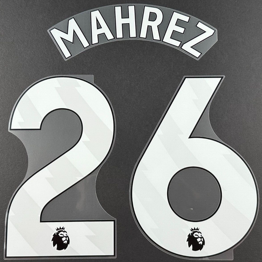 MAN CITY 2023/24 MAHREZ 26 OFFICIAL AVERY DENNISON WHITE PLAYER SIZE NAME SET