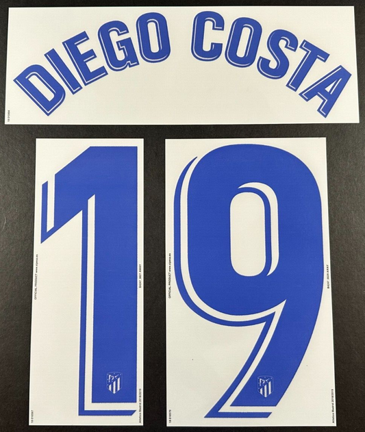 2018 2019 OFFICIAL ATLETICO MADRID DIEGO COSTA 19 AWAY PLAYER SIZE NAMESET