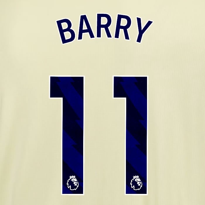 2025 2026 EVERTON BARRY 11 OFFICIAL BLUE AWAY PLAYER SIZE NAMESET