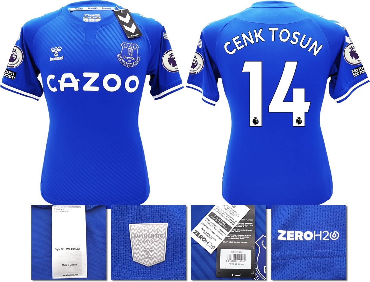 BNWT 2020 2021 HUMMEL EVERTON HOME SHIRT MEN'S CENK TOSUN 14 + PATCHES