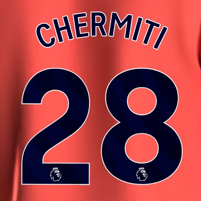2023 2024 EVERTON CHERMITI 28 OFFICIAL BLUE AWAY PLAYER SIZE NAMESET