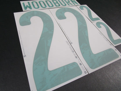 WALES 2020 2021 OFFICIAL DekoGraphics WOODBURN 22 AWAY GREEN PLAYER SIZE NAMESET