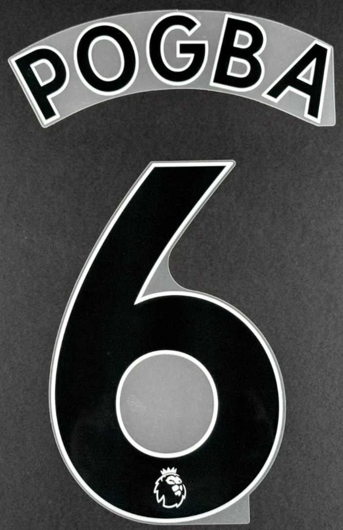 MAN UTD 2019/2023 POGBA 6 OFFICIAL AVERY DENNISON BLACK PLAYER SIZE NAME SET