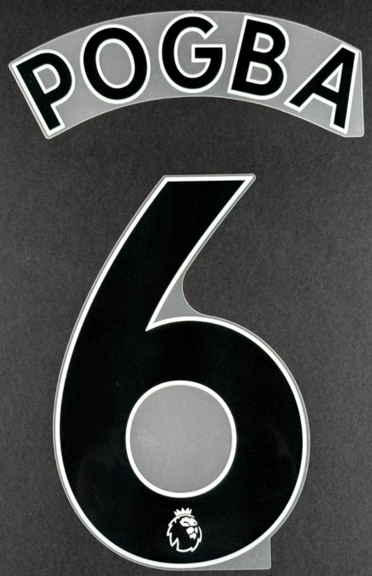 MAN UTD 2019/2023 POGBA 6 OFFICIAL AVERY DENNISON BLACK PLAYER SIZE NAME SET
