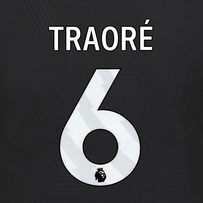 2024 2025 WOLVES AWAY WHITE TRAORE 6 OFFICIAL PLAYER SIZE NAMESET