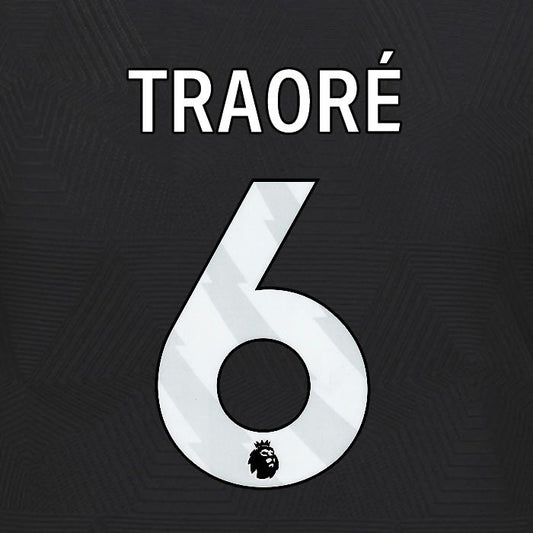 2024 2025 WOLVES AWAY WHITE TRAORE 6 OFFICIAL PLAYER SIZE NAMESET