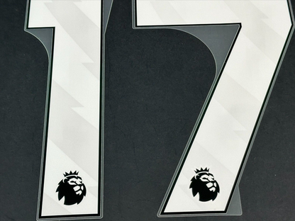 MAN CITY 2023/25 DE BRUYNE 17 OFFICIAL AVERY DENNISON WHITE PLAYER SIZE NAME SET