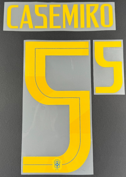 BRAZIL 2018 WORLD CUP OFFICIAL CASEMIRO 5 AWAY PLAYER SIZE NAMESET 255MM