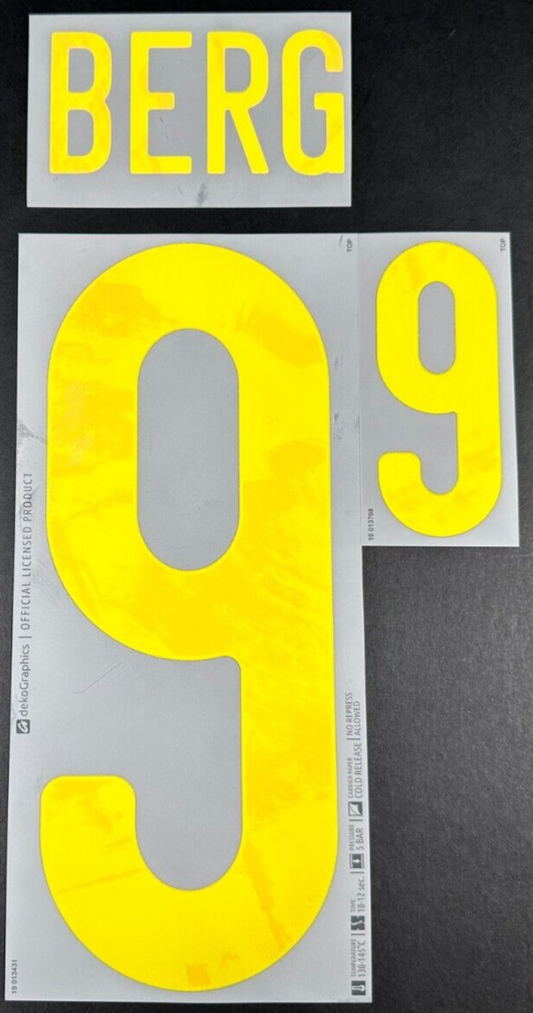 SWEDEN 2020 2021 OFFICIAL DekoGraphics BERG 9 AWAY PLAYER SIZE NAMESET