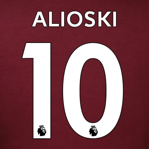 LEEDS UNITED 19-23 ALIOSKI 10 OFFICIAL AVERY DENNISON WHITE PLAYER SIZE NAME SET