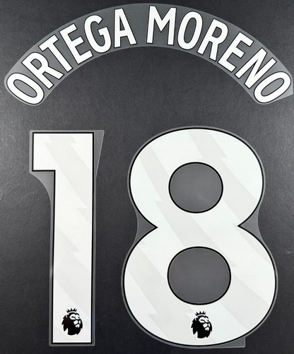 MAN CITY 23-25 ORTEGA MORENO 18 OFFICIAL AVERY DENNISON WHITE PLAYER SIZE NAME