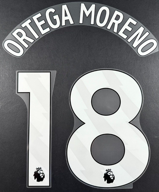 MAN CITY 23-25 ORTEGA MORENO 18 OFFICIAL AVERY DENNISON WHITE PLAYER SIZE NAME