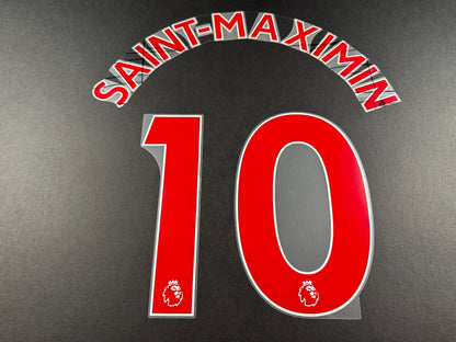 NEWCASTLE 2022-23 SAINT-MAXIMIN 10 AVERY DENNISON RED PLAYER SIZE NAME SET
