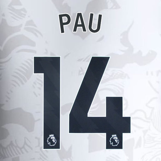 2023 2024 ASTON VILLA PAU 14 OFFICIAL BLACK AWAY PLAYER SIZE NAMESET