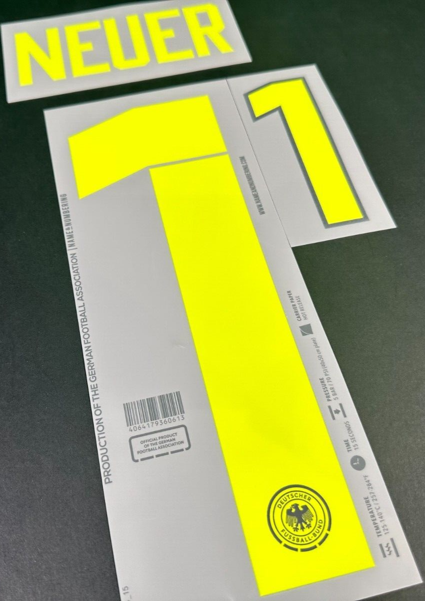 GERMANY 2023-2024 OFFICIAL NAME & NUMBERING NEUER 1 HOME PLAYER SIZE NAMESET
