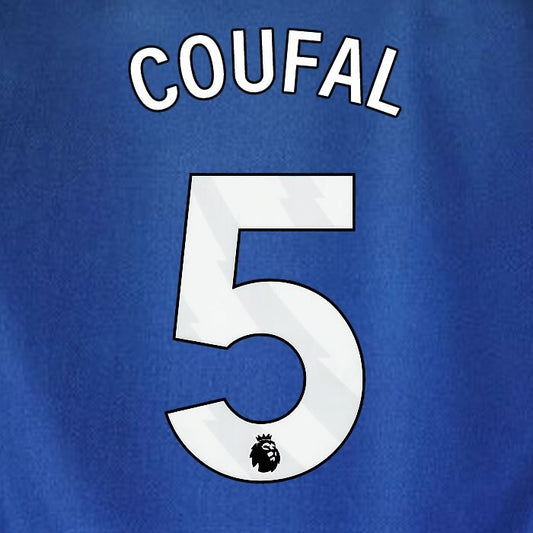 2023 2024 WEST HAM COUFAL 5 OFFICIAL 3RD WHITE PLAYER SIZE NAMESET