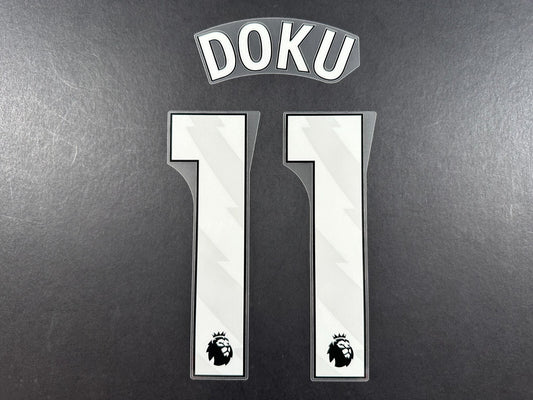 MAN CITY 2023 2024 DOKU 11 OFFICIAL AVERY DENNISON WHITE KIDS SIZE NAMESET