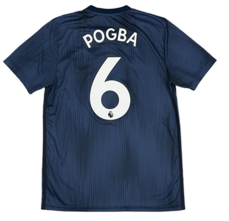 BNWT 2018 2019 MAN UNITED ADIDAS 3rd SHIRT POGBA 6 + PATCHES 13-14 YEARS
