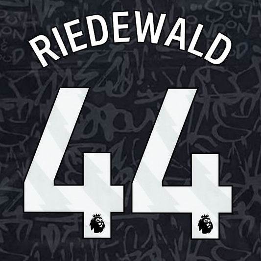2023 2024 OFFICIAL CRYSTAL PALACE RIEDEWALD 44 WHITE 3RD PLAYER SIZE NAMESET