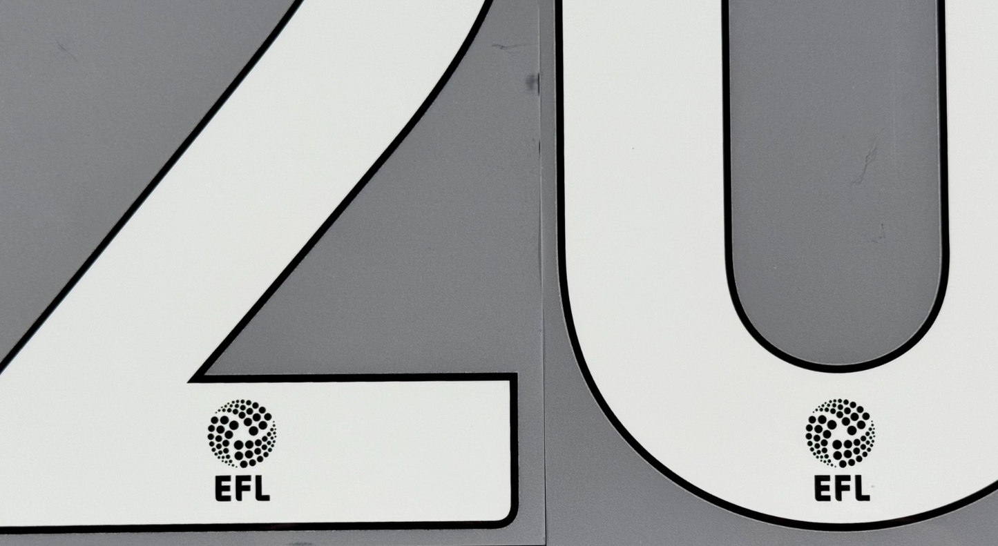 24 / 25 WREXHAM A.F.C.  RATHBONE 20 OFFICIAL WHITE HOME PLAYER SIZE NAME SET