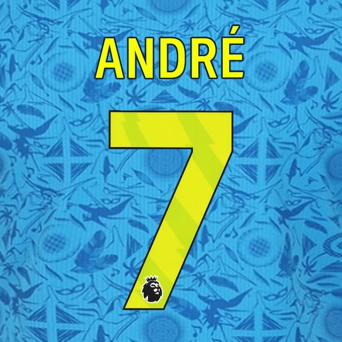 2025 2026 WOLVES 3RD YELLOW ANDRE 7 OFFICIAL PLAYER SIZE NAMESET