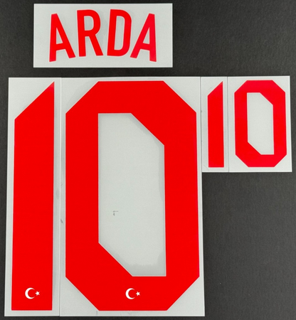 TURKEY 2020-2021 OFFICIAL ARDA 10 AWAY RED PLAYER SIZE NAME SET