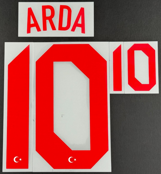 TURKEY 2020-2021 OFFICIAL ARDA 10 AWAY RED PLAYER SIZE NAME SET