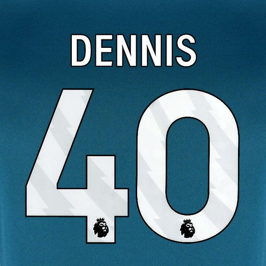 2024 2025 BOURNEMOUTH DENNIS 40 WHITE 3RD PLAYER SIZE NAME SET