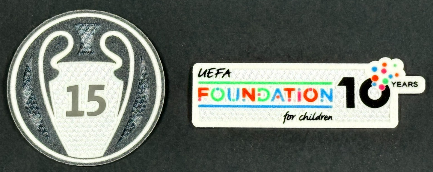 REAL MADRID 15 X  SLEEVE PATCH + 10 YEARS UEFA FOUNDATION PATCH  OFFICIAL