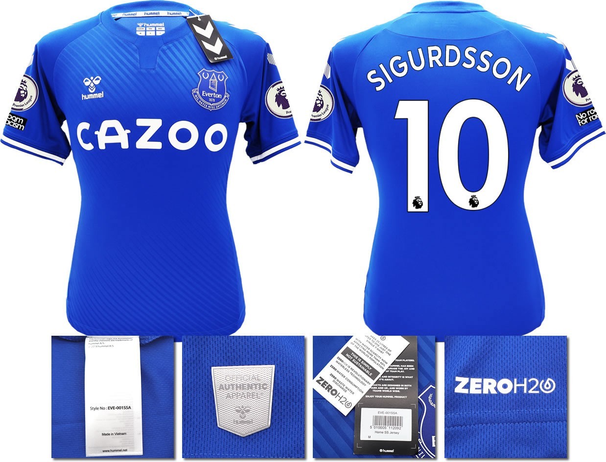 BNWT 2020 2021 HUMMEL EVERTON HOME SHIRT MEN'S SIGURDSSON 10  + PATCHES