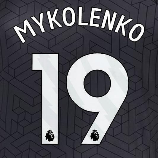 2024 2025 EVERTON MYKOLENKO 16 OFFICIAL WHITE AWAY PLAYER SIZE NAMESET