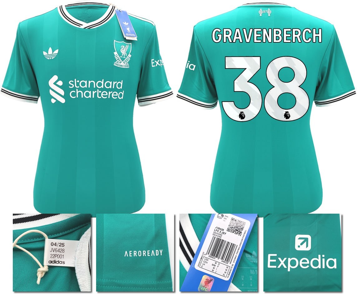 BNWT 2025 2026 LIVERPOOL ADIDAS 3RD SHIRT GRAVENBERCH 38 MEN'S