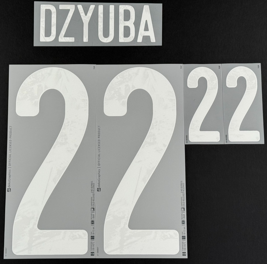 RUSSIA 2020 / 2021 OFFICIAL DZYUBA 22 WHITE PLAYER SIZE NAMESET 265MM