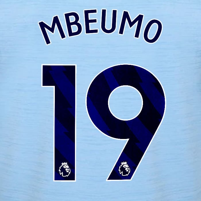 2023 2024 BRENTFORD MBEUMO 18 OFFICIAL BLUE AWAY PLAYER SIZE NAMESET